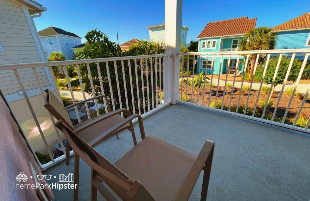 5 bedroom Cottage balcony at Margaritaville Resort Orlando Hotel. Keep reading to learn more about the best vacation best vacation ever at Margaritaville Resort Orlando near Disney World.