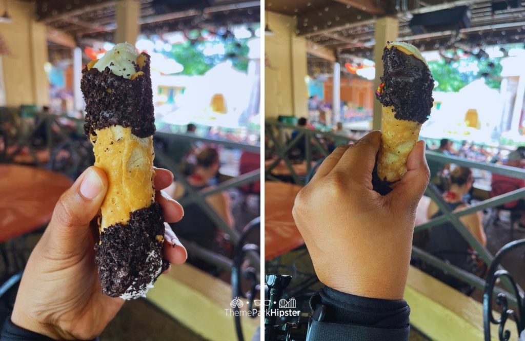 Cannoli at Marco Polo's Marketplace Restaurant in Italy Area at Busch Gardens Williamsburg, Virginia. Keep reading to find out all you need to know about going to Busch Gardens Williamsburg, Virginia.