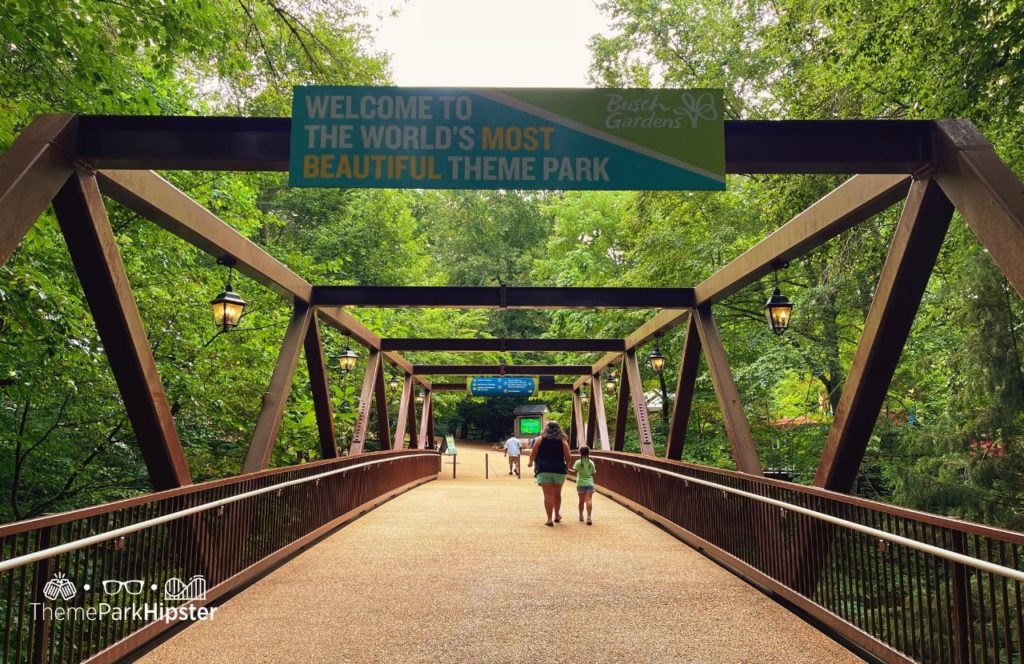 Entrance at Busch Gardens Williamsburg Virginia. Keep reading to find out all you need to know about the Elite VIP Tour at Busch Gardens Williamsburg in Virginia.