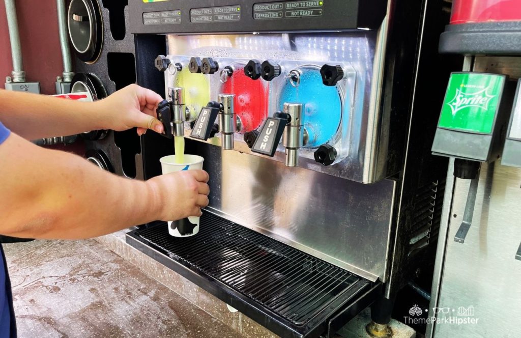 Icee Slushy machine at Marco Polo's Marketplace Restaurant in Italy Area at Busch Gardens Williamsburg, Virginia. Keep reading to learn more about the best tips for visiting Busch Gardens Williamsburg, Virginia.