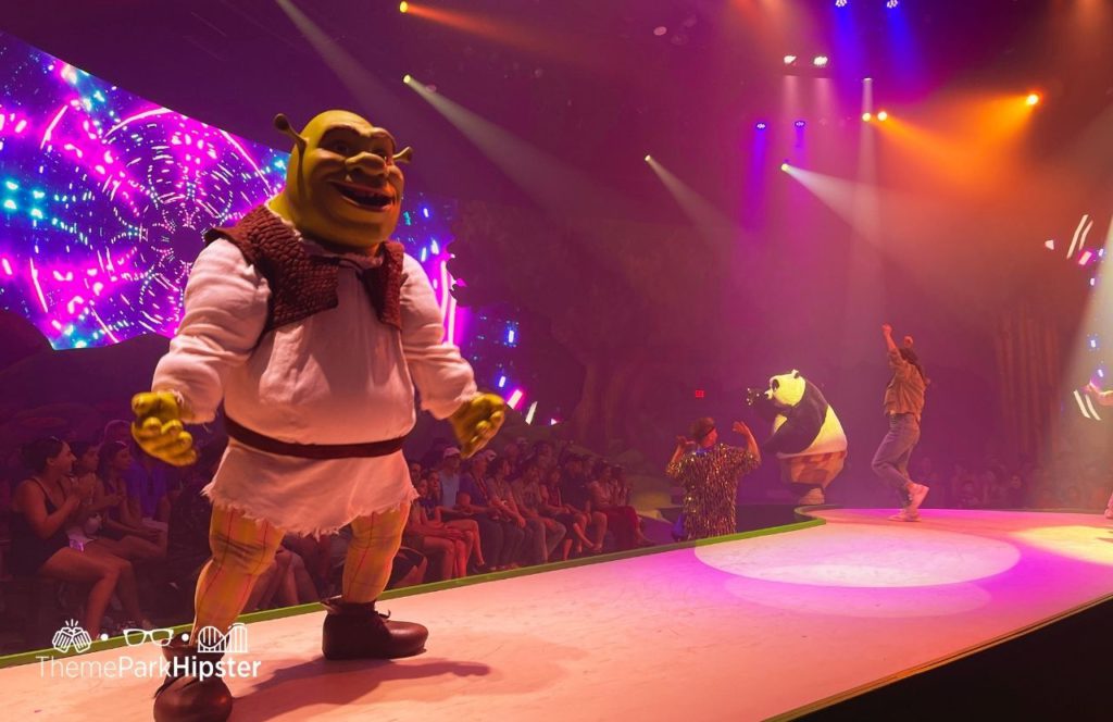 Imagination Celebration Show with Shrek DreamWorks Land at Universal Studios Orlando Florida. Keep reading to learn more about Universal Studios Florida Dreamworks Land.