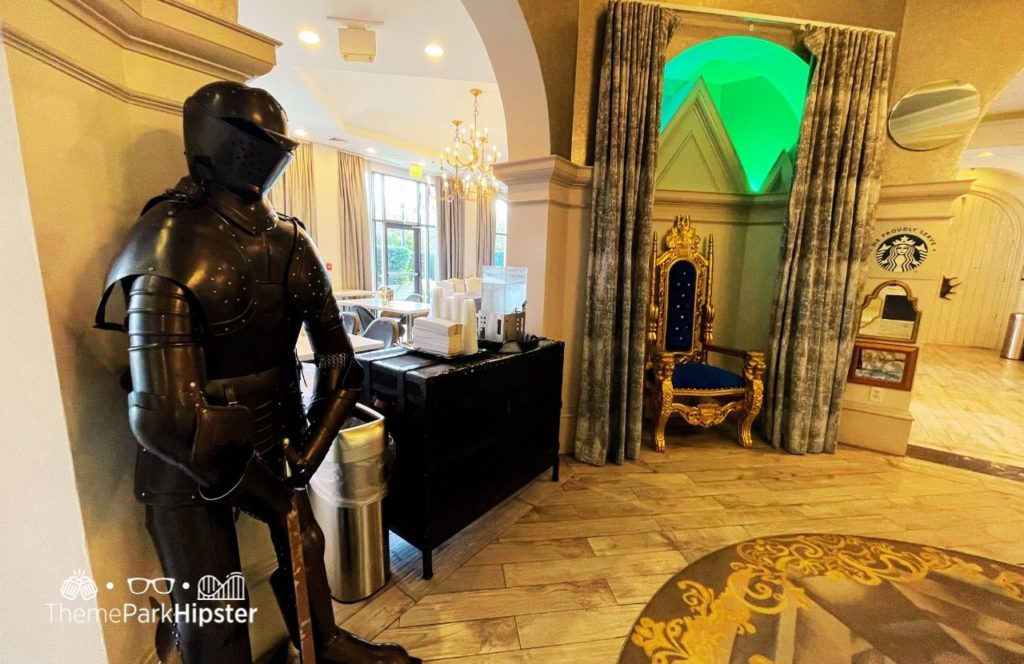 Throne and Knight at Castle Hotel Orlando Marriott. Keep reading to find out all you need to know about one of the best hotels in Orlando, Castle Hotel, Autograph Collection.