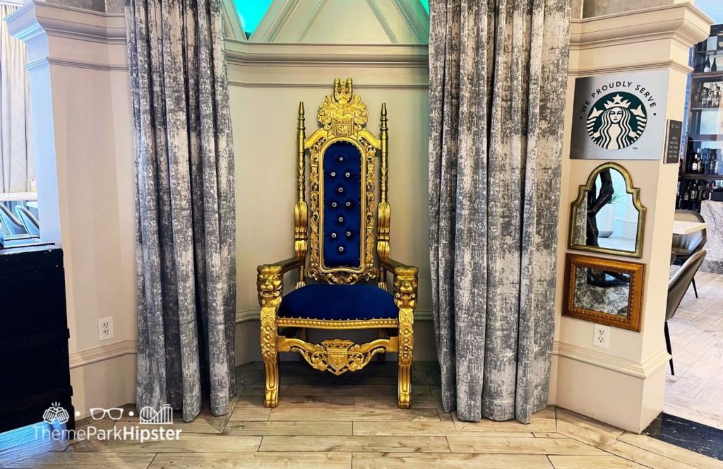 Throne at Castle Hotel Orlando Marriott. Keep reading to find out all you need to know about one of the best hotels in Orlando, Castle Hotel, Autograph Collection.